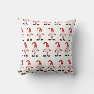Christmas Gnome Nordic Gray Red White Pattern Cushion