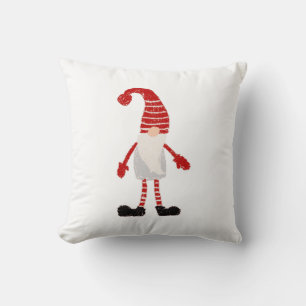 Christmas Gnome Nordic Grey Red White Pattern Cushion