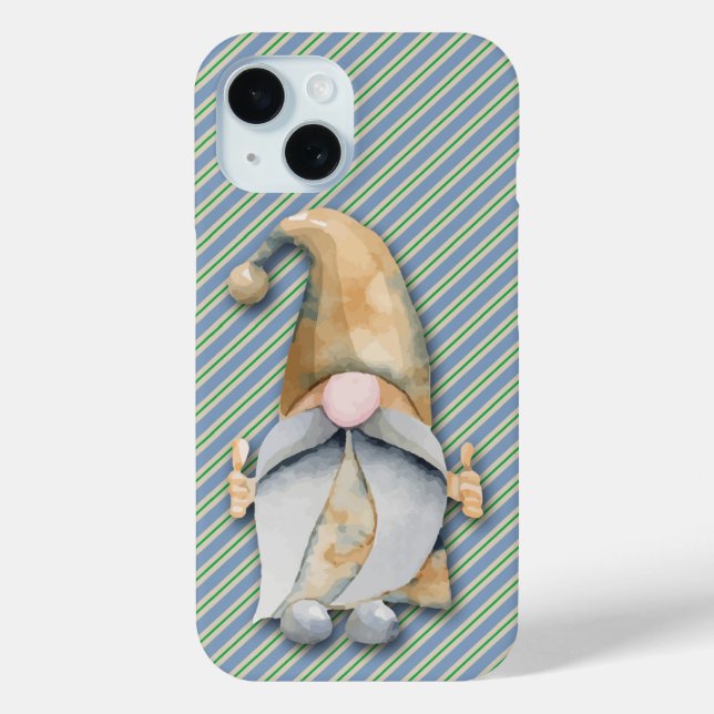 Christmas Gnome on Blue Stripes Case-Mate iPhone Case (Back)
