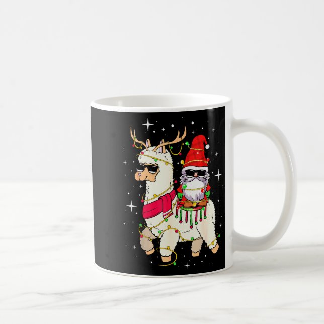 Christmas Gnome On Llama, Cute Alpaca Chanukah Chr Coffee Mug (Right)