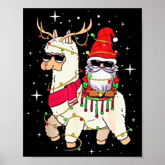 Christmas Gnome On Llama, Cute Alpaca Chanukah Chr Poster (Front)