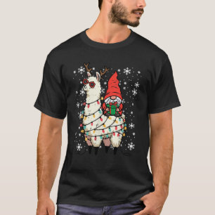 Christmas Gnome On Llama Xmas Alpaca Boys Kids Men T-Shirt