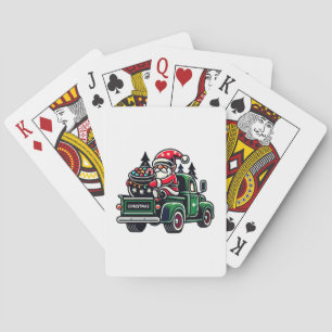 Christmas Gnome On Pickup Truck Playing Cards