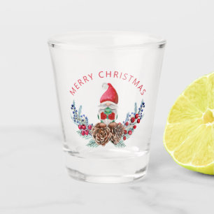 Christmas Gnome on Wreath  Shot Glass