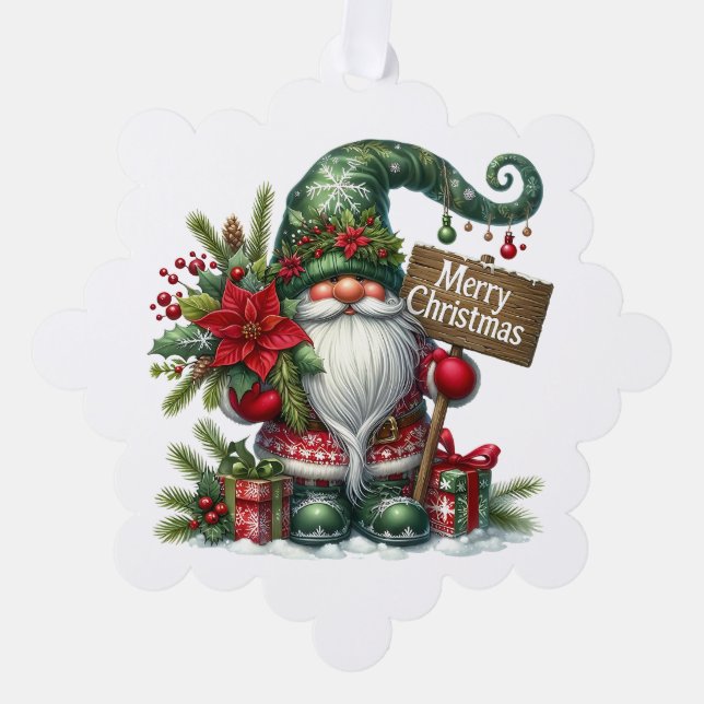 Christmas Gnome Paper Ornament Card (Front)