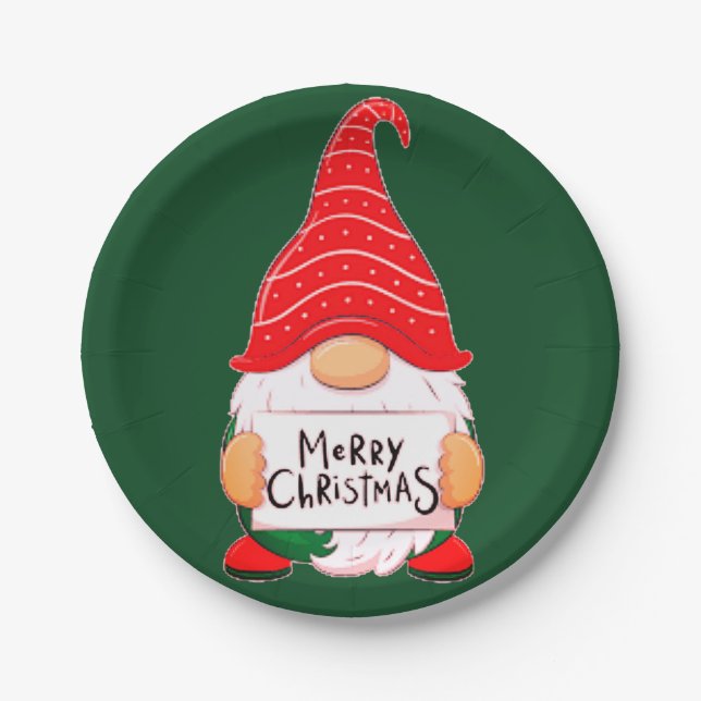 Christmas Gnome   Paper Plate (Front)