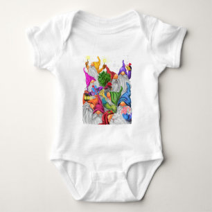 Christmas Gnome Party Cartoon Baby Bodysuit