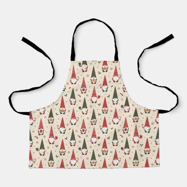 Christmas Gnome Party Pattern Apron (Front)