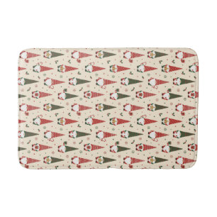 Christmas Gnome Party Pattern Bath Mat