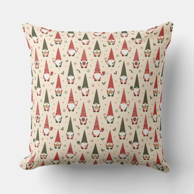 Christmas Gnome Party Pattern Cushion (Front)