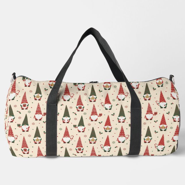 Christmas Gnome Party Pattern Duffle Bag (Front)