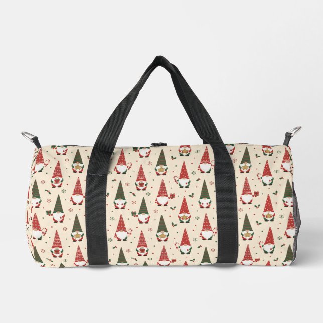Christmas Gnome Party Pattern Duffle Bag (Front)