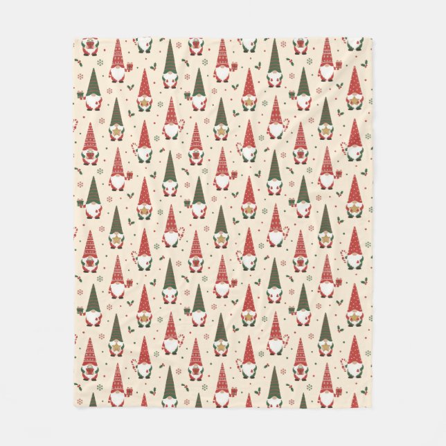 Christmas Gnome Party Pattern Fleece Blanket (Front)