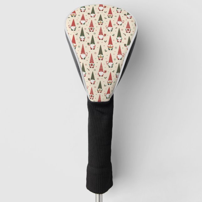 Christmas Gnome Party Pattern Golf Head Cover (Front)