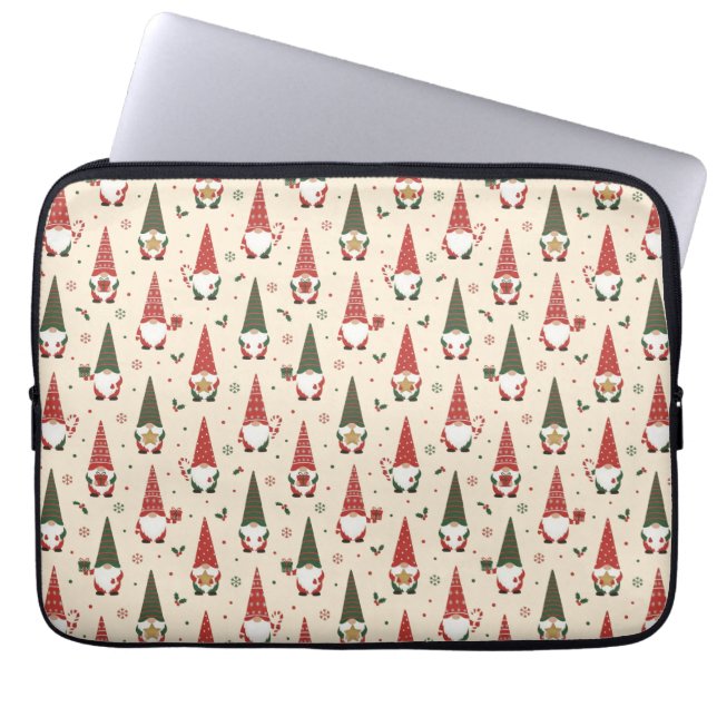 Christmas Gnome Party Pattern Laptop Sleeve (Front)