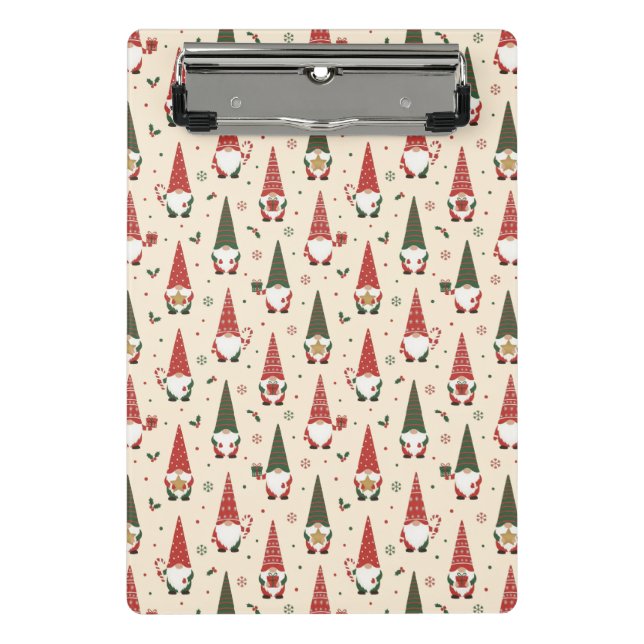 Christmas Gnome Party Pattern Mini Clipboard (Front)