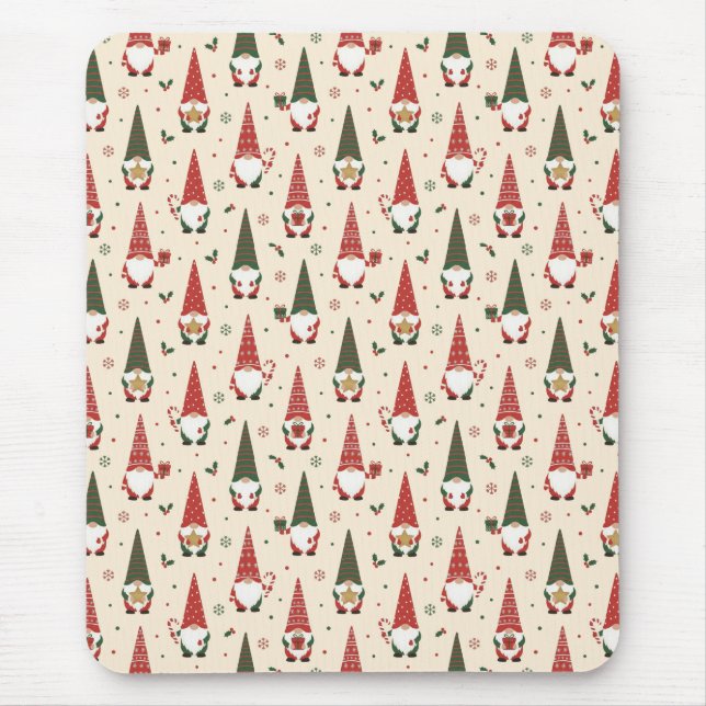 Christmas Gnome Party Pattern Mouse Mat (Front)
