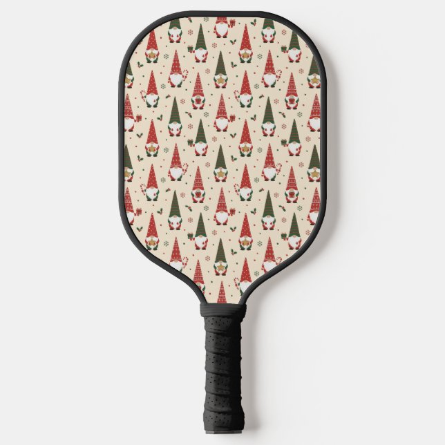 Christmas Gnome Party Pattern Pickleball Paddle (Front)