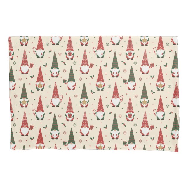 Christmas Gnome Party Pattern Pillowcase (Front)