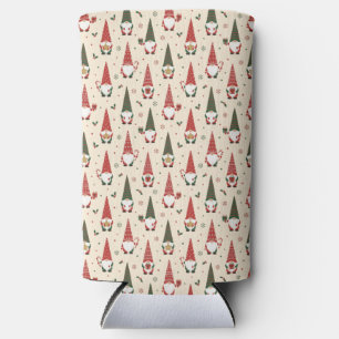 Christmas Gnome Party Pattern Seltzer Can Cooler