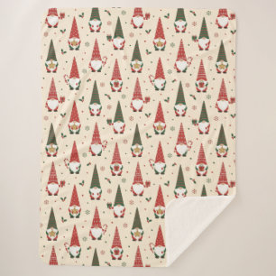 Christmas Gnome Party Pattern Sherpa Blanket