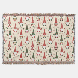 Christmas Gnome Party Pattern Throw Blanket
