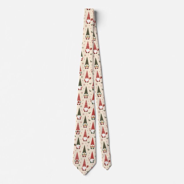 Christmas Gnome Party Pattern Tie (Front)