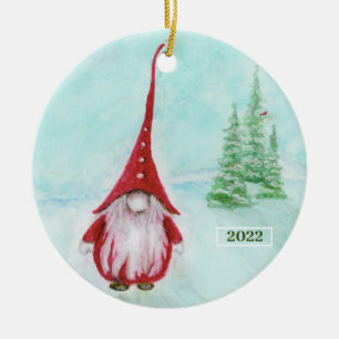 Christmas Gnome Personalized Ceramic Ornament