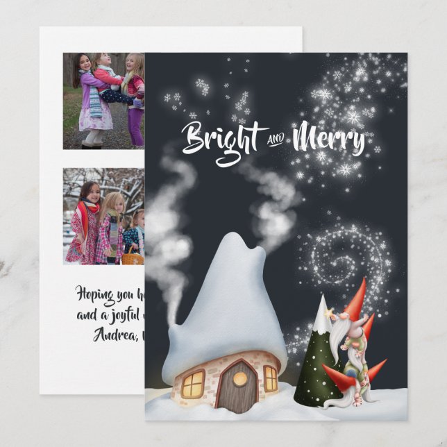 Christmas Gnome Photo Collage Holiday Card (Front/Back)