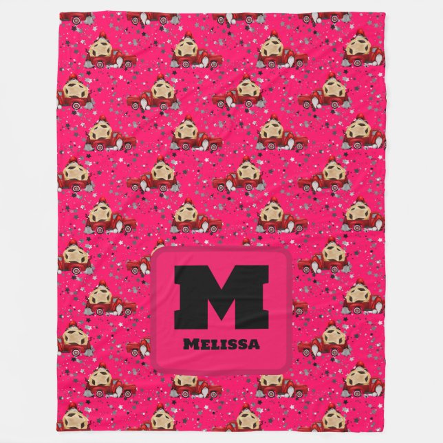 Christmas Gnome & Pickup Truck Design – holiday Fleece Blanket (Front)