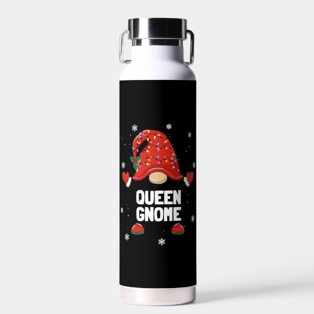 Christmas Gnome Queen Gnome Family Christmas Water Bottle (Front)