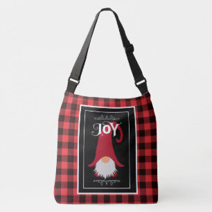Christmas Gnome Red & Black Buffalo Plaid Crossbody Bag