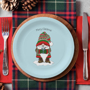 Christmas Gnome Red Green Cute  Paper Plate