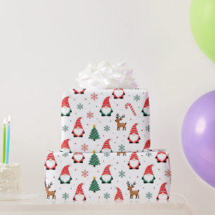 Christmas Gnome Reindeer Pattern Wrapping Paper