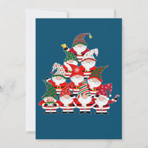 Christmas Gnome Santa Tree Holiday Funny Invitation