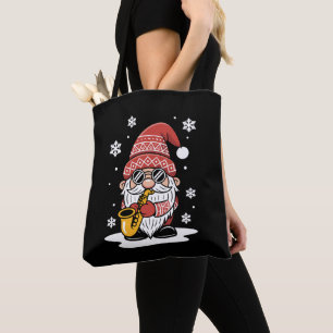 Christmas Gnome Saxophone Sunglasses Snowflake Tote Bag