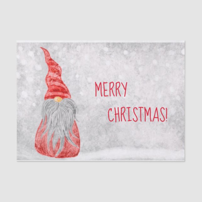 Christmas Gnome Says Merry Christmas! Tissue Paper (Front)