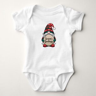 Christmas Gnome Season's Greetings Baby Bodysuit