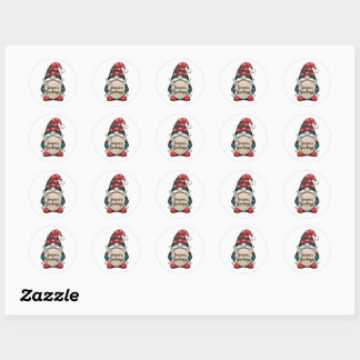 Christmas Gnome Season's Greetings  Classic Round Sticker