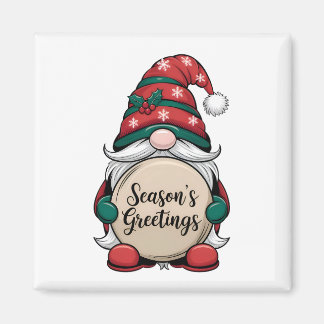 Christmas Gnome Season's Greetings Magnet