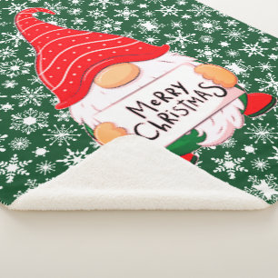 Christmas Gnome   Sherpa Blanket
