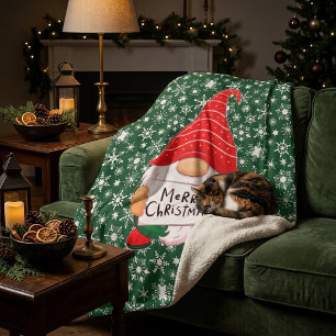 Christmas Gnome Sherpa Blanket