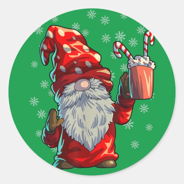 Christmas Gnome Shirt Men Women Buffalo Plaid Red Classic Round Sticker (Front)