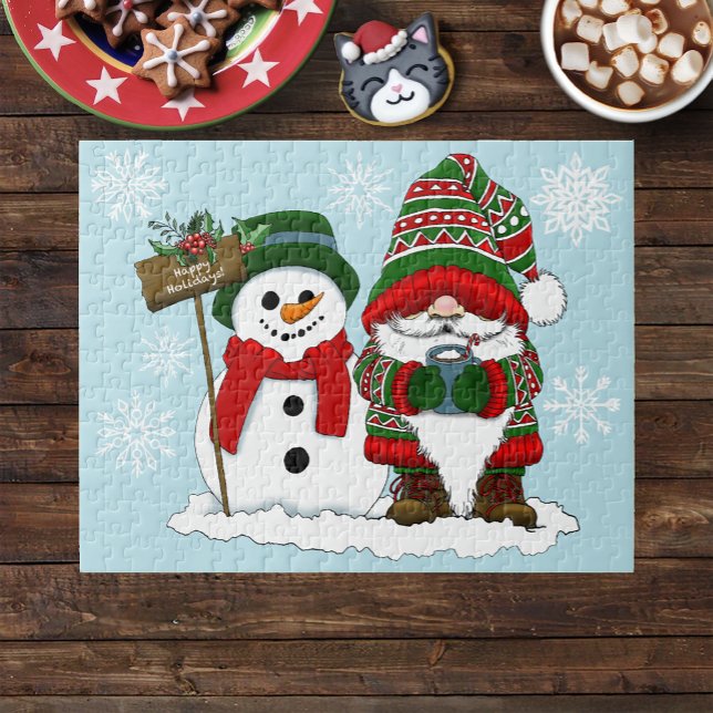 Christmas Gnome Snowman Cute Jigsaw Puzzle (Creator Uploaded)