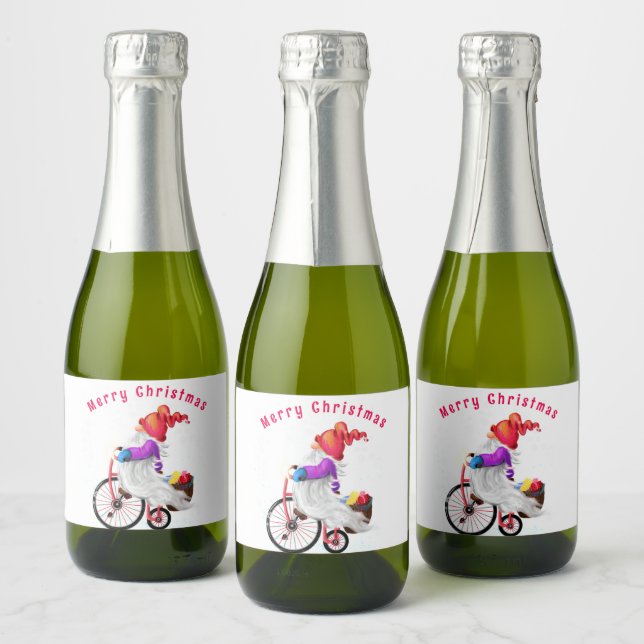 Christmas Gnome Sparkling Wine Labels (Bottles)