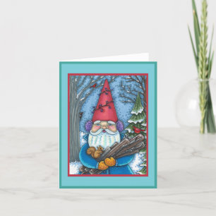 CHRISTMAS GNOME, SQUIRREL, WOODPECKER & CARDINAL HOLIDAY CARD