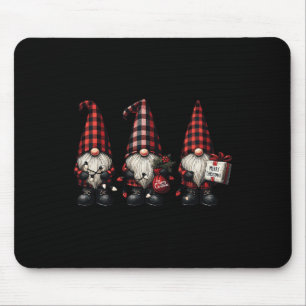 Christmas Gnome Trio Buffalo Check Plaid Hats Xmas Mouse Mat