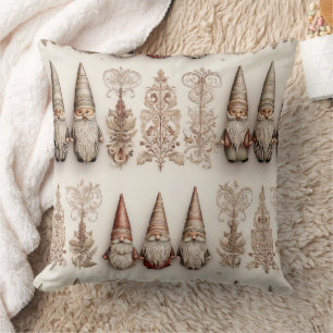 Christmas Gnome Vintage Watercolor Holiday Pattern Cushion