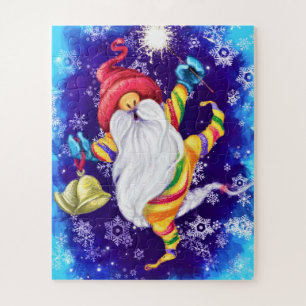 Christmas Gnome with Bells Puzzle - Painting