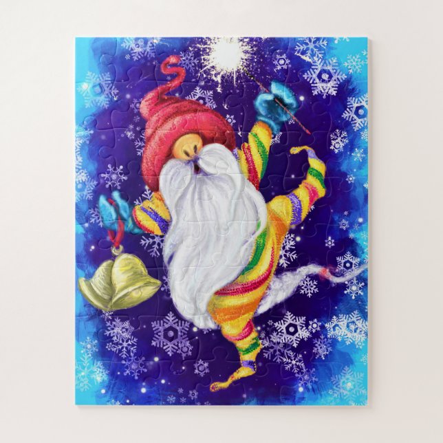 Christmas Gnome with Bells Puzzle - Painting (Vertical)